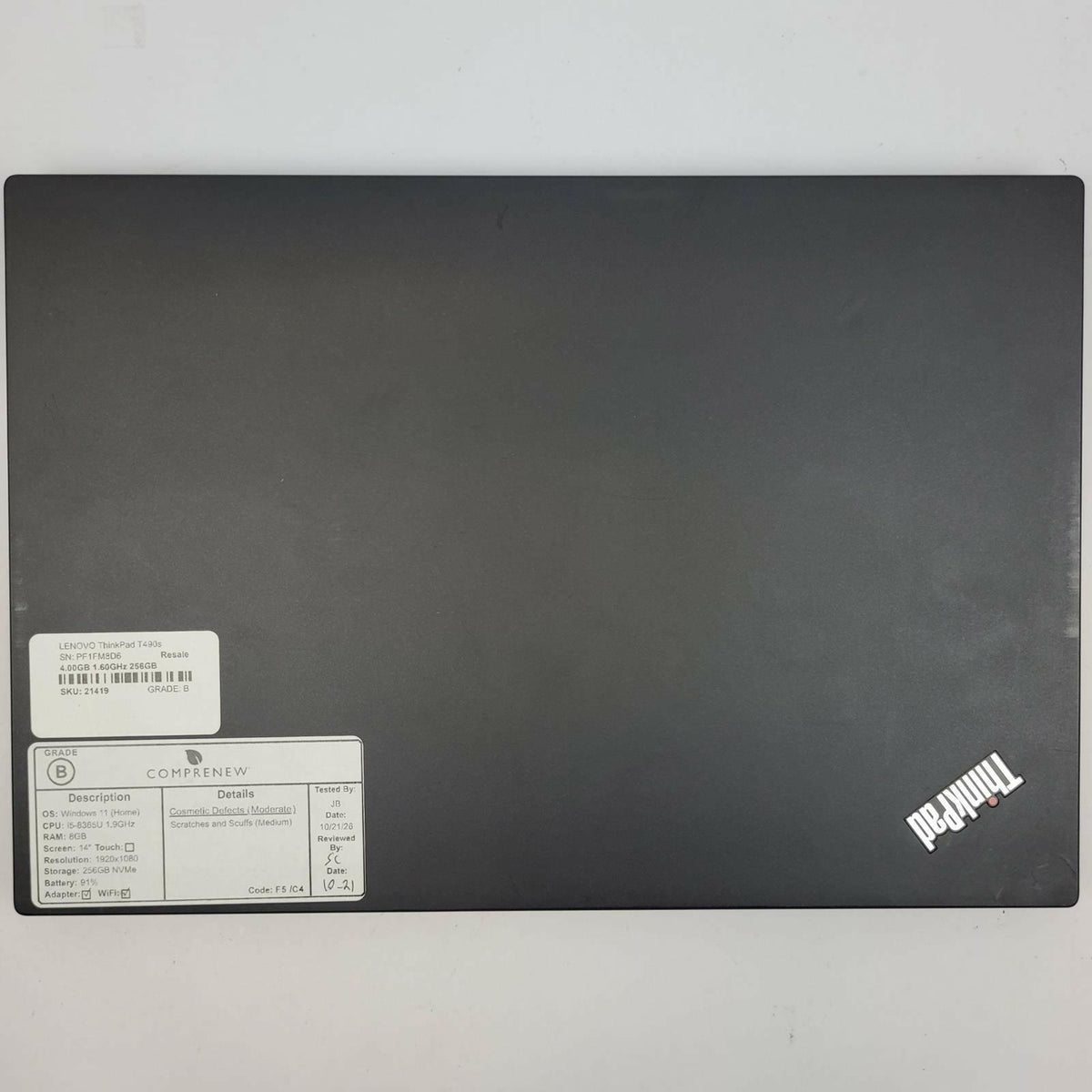 LENOVO ThinkPad T490s Windows 11 Home Core i5 8365U 8GB RAM 256GB NVME | Grade B