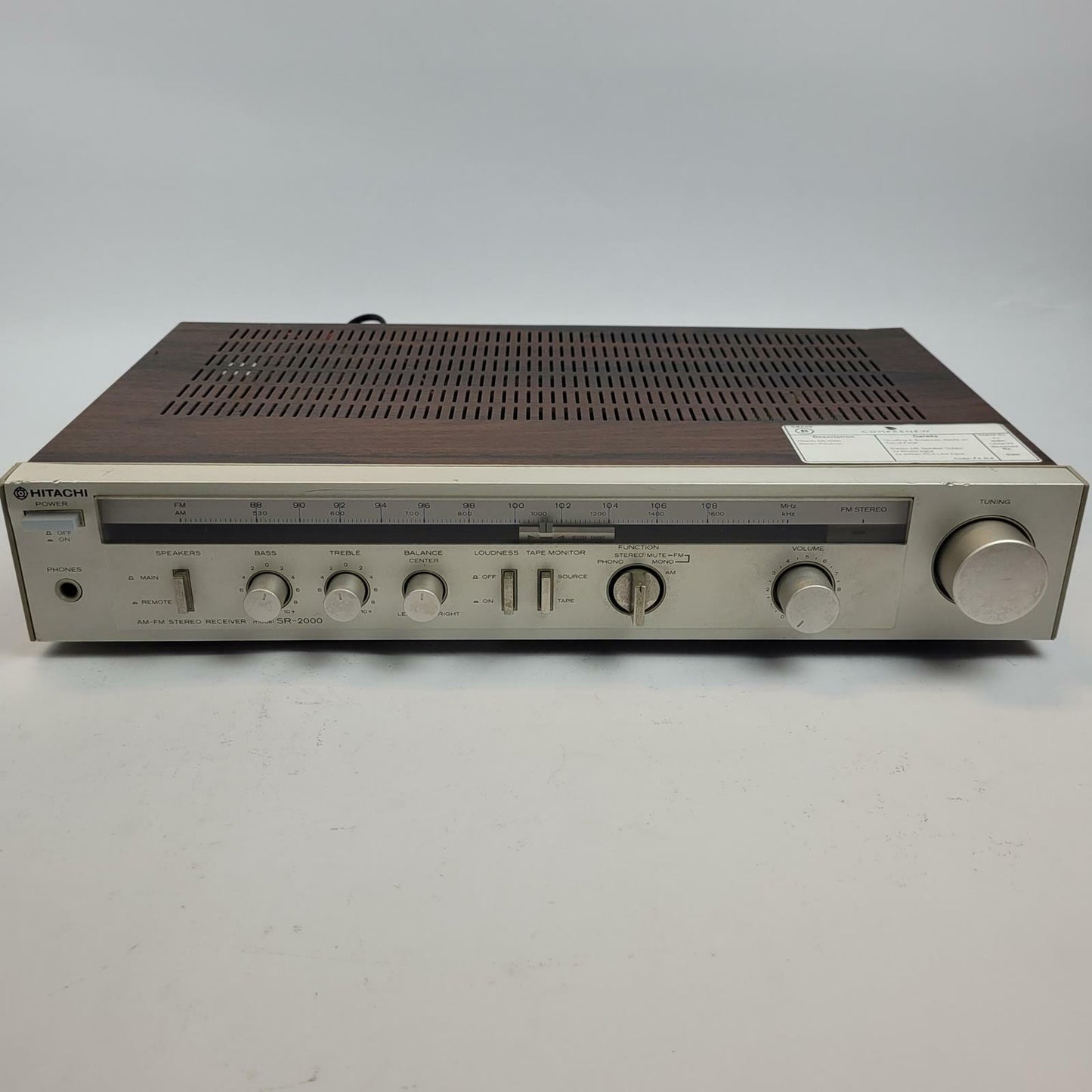 Hitachi SR-2000 Vintage AM/FM Stereo Receiver | Grade B