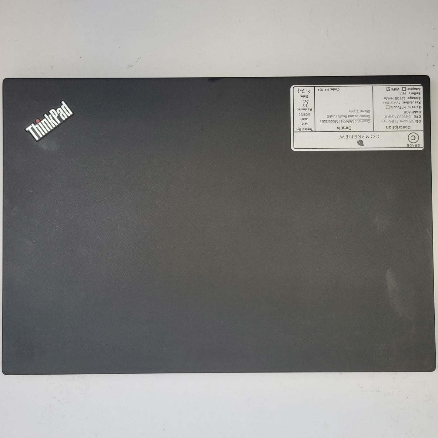 LENOVO THINKPAD T490 Win 11 i5-8365U 8GB RAM 256GB NVME | Grade C | 16259