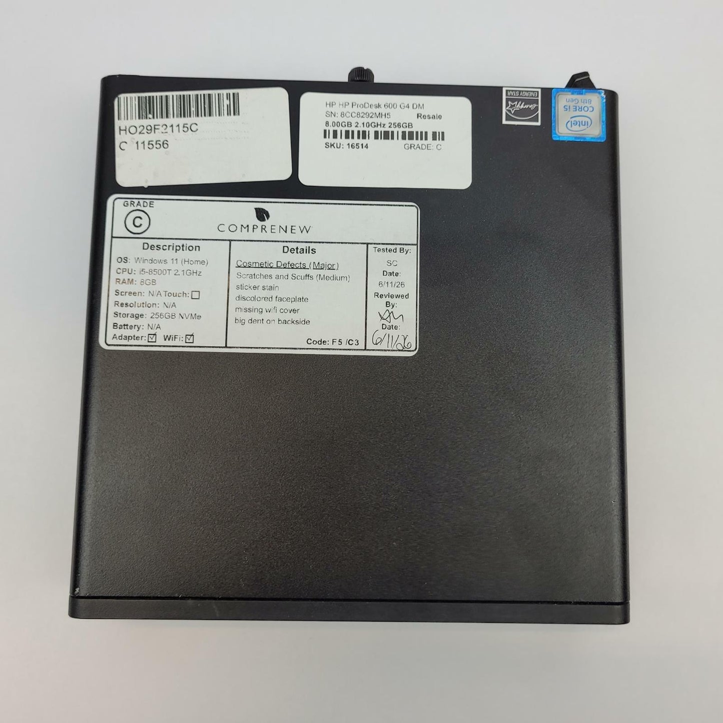 HP ProDesk 600G4 Win 11 Home Core i5 8500T 8GB RAM 256GB M.2 NVMe SSD | Grade C