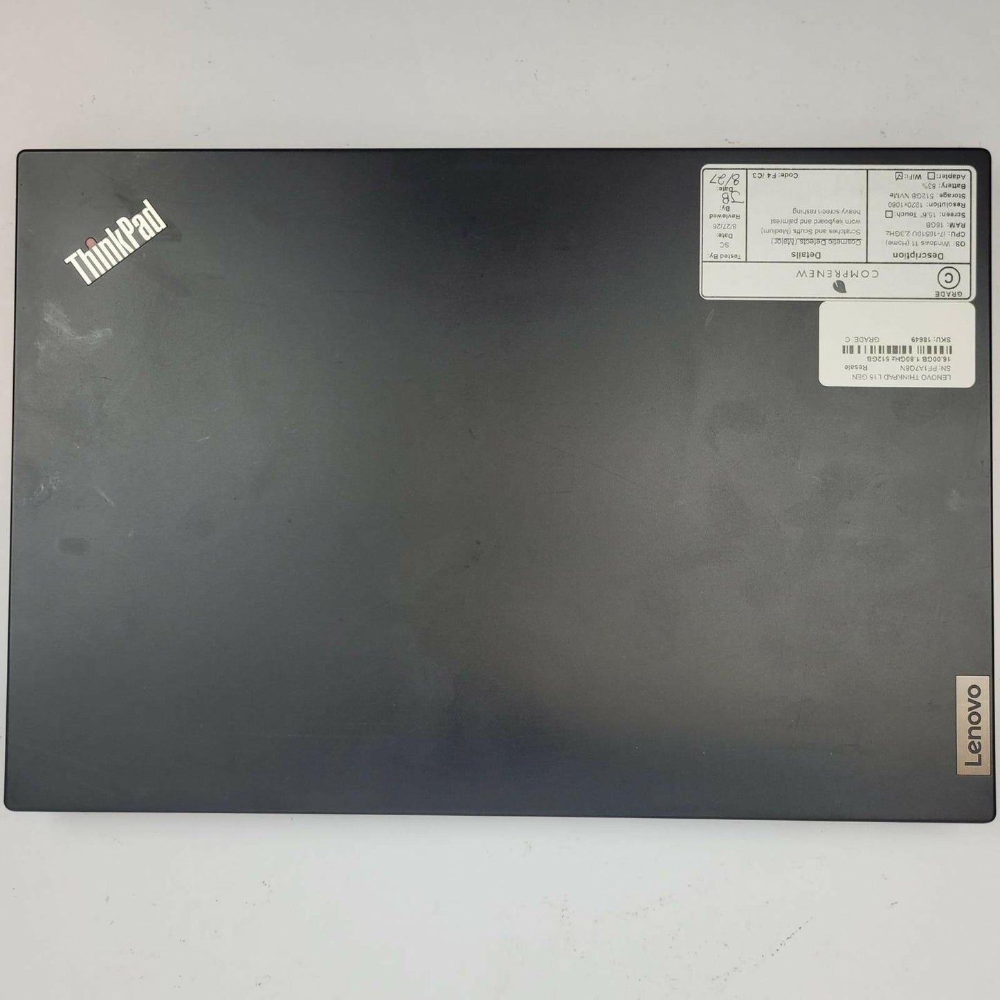 LENOVO THINKPAD L15 G1 Win 11 i7-10510U 16GB RAM 512GB NVME | Grade C | 2