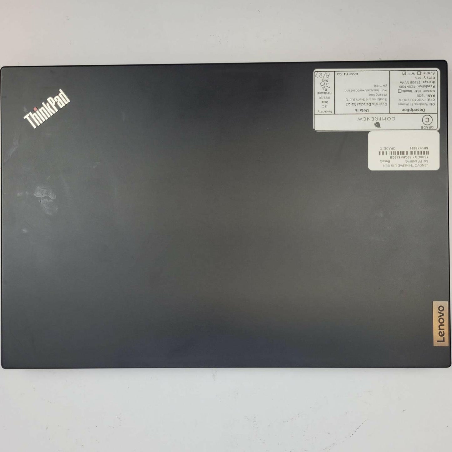 LENOVO THINKPAD L15 GEN 1 Win 11 i7-10510U 16GB RAM 512GB NVME | Grade C