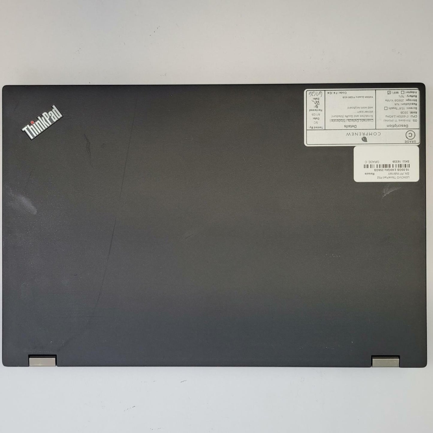 LENOVO ThinkPad P52 Win 11 i7-8850H 32GB RAM 256GB NVME | Grade C | 16339