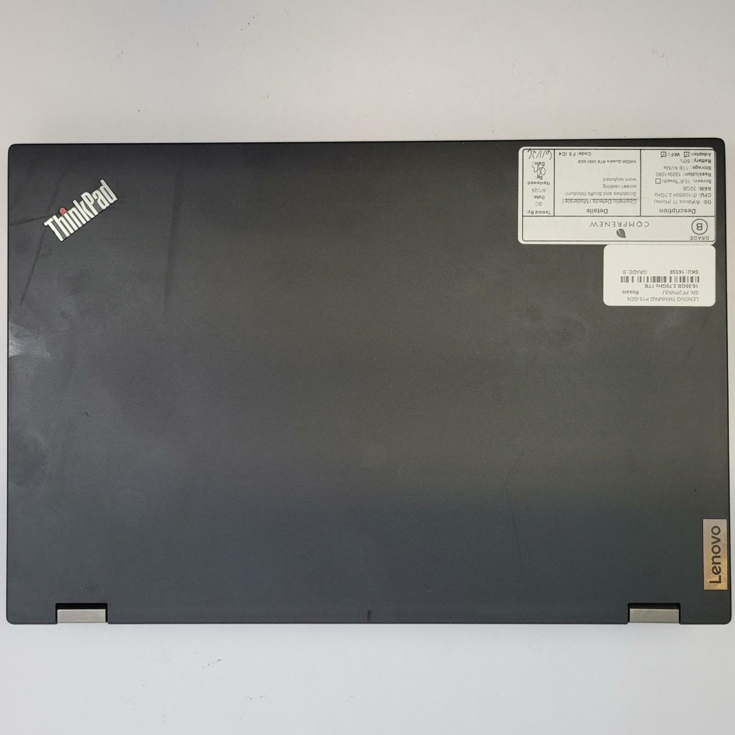 LENOVO THINKPAD P15 G1 Win 11 i7-10850H 32GB RAM 1TB NVME | Grade C | 16338
