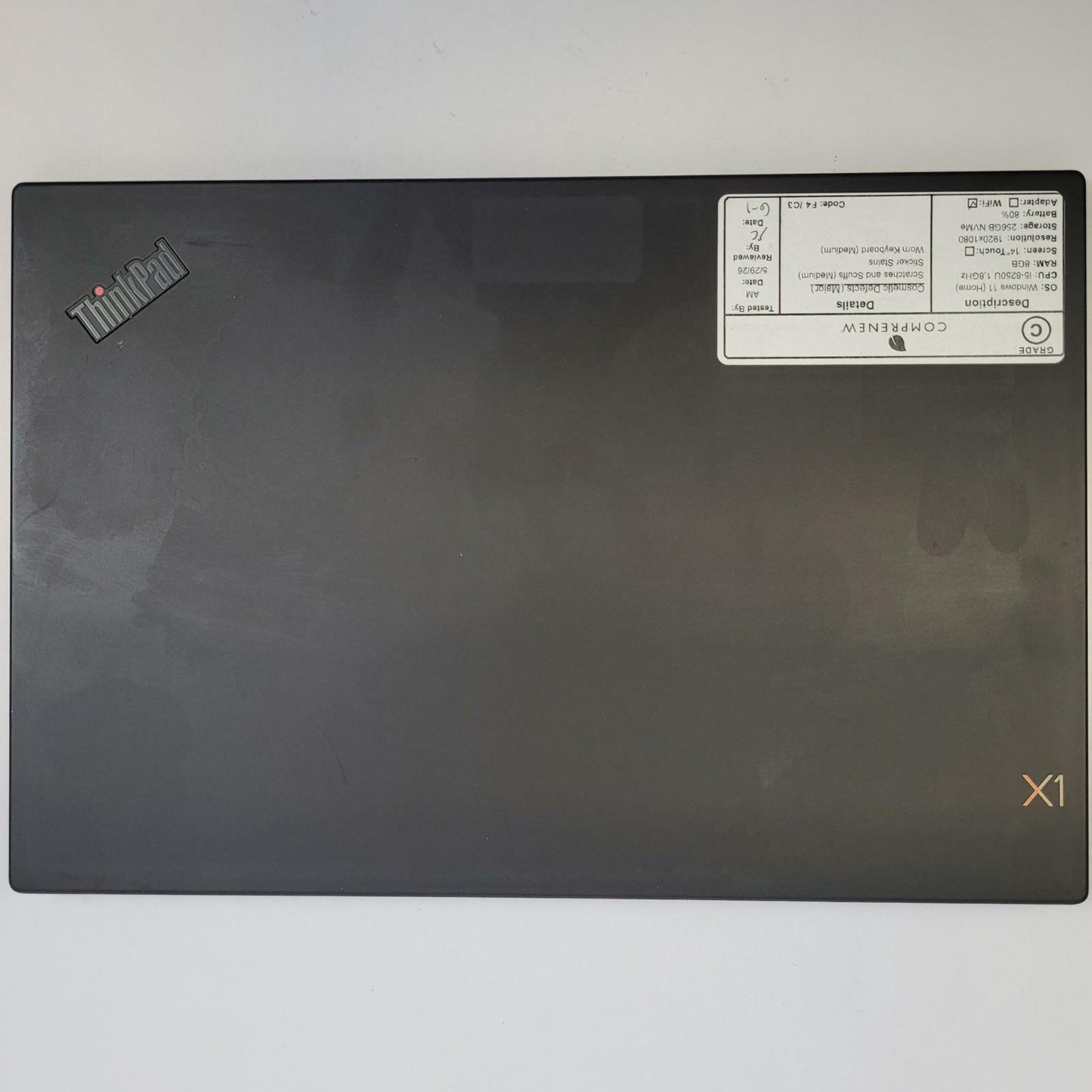 LENOVO THINKPAD X1 CARBON 6TH Win 11 i5-8250U 8GB RAM 256GB NVME | Grade C | 4