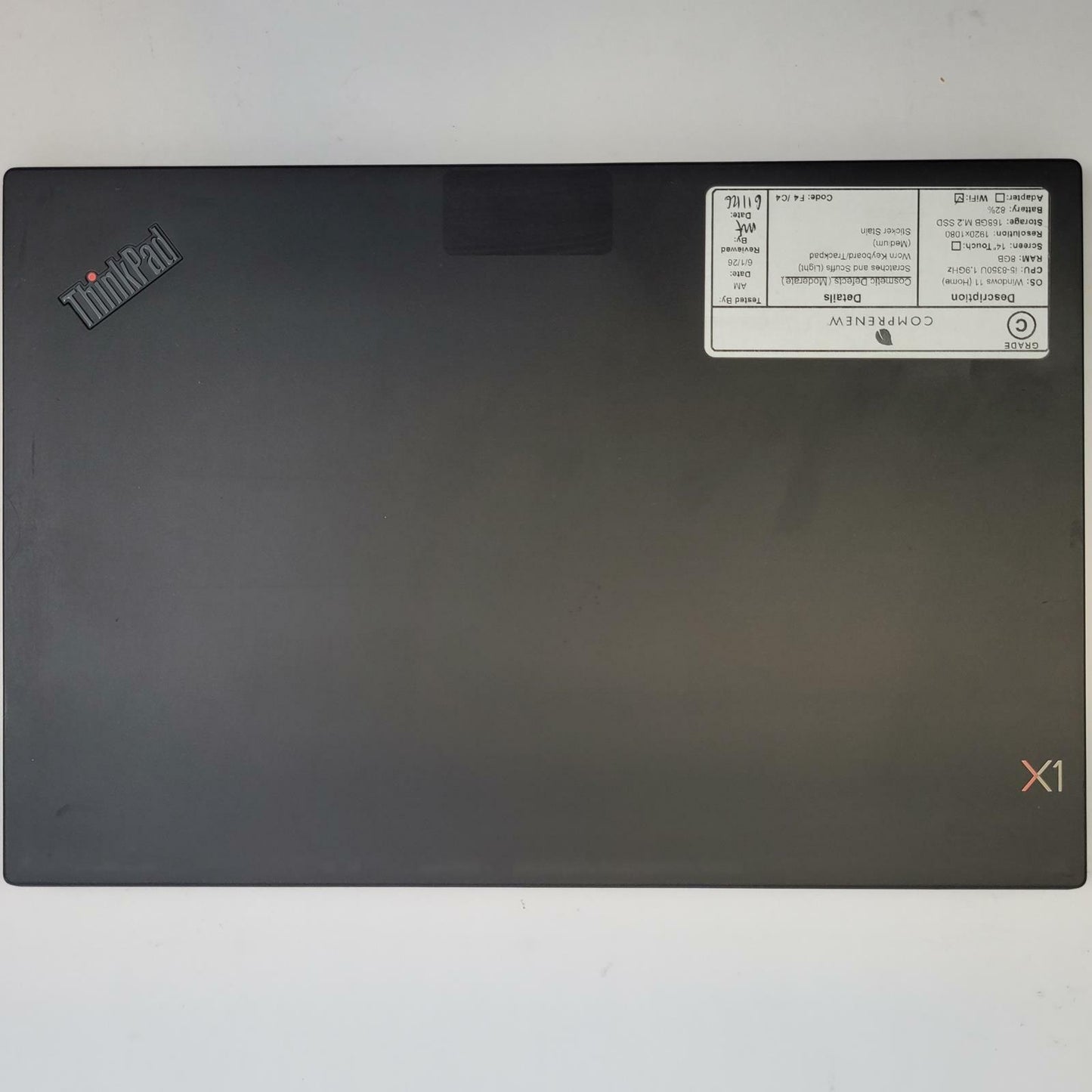 LENOVO THINKPAD X1 CARBON 6TH Win 11 i5-8350U 8GB RAM 180GB M.2 | Grade C | 8