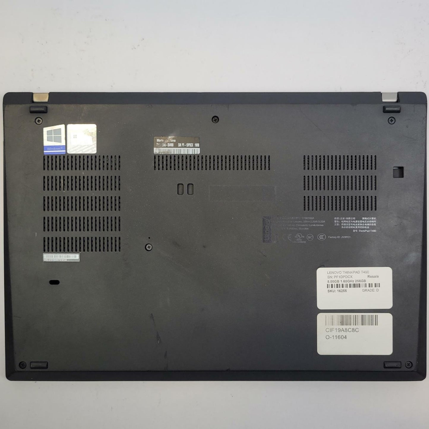 LENOVO THINKPAD T490 Win 11 i5-8365U 8GB RAM 256GB NVME | Grade D | 16255