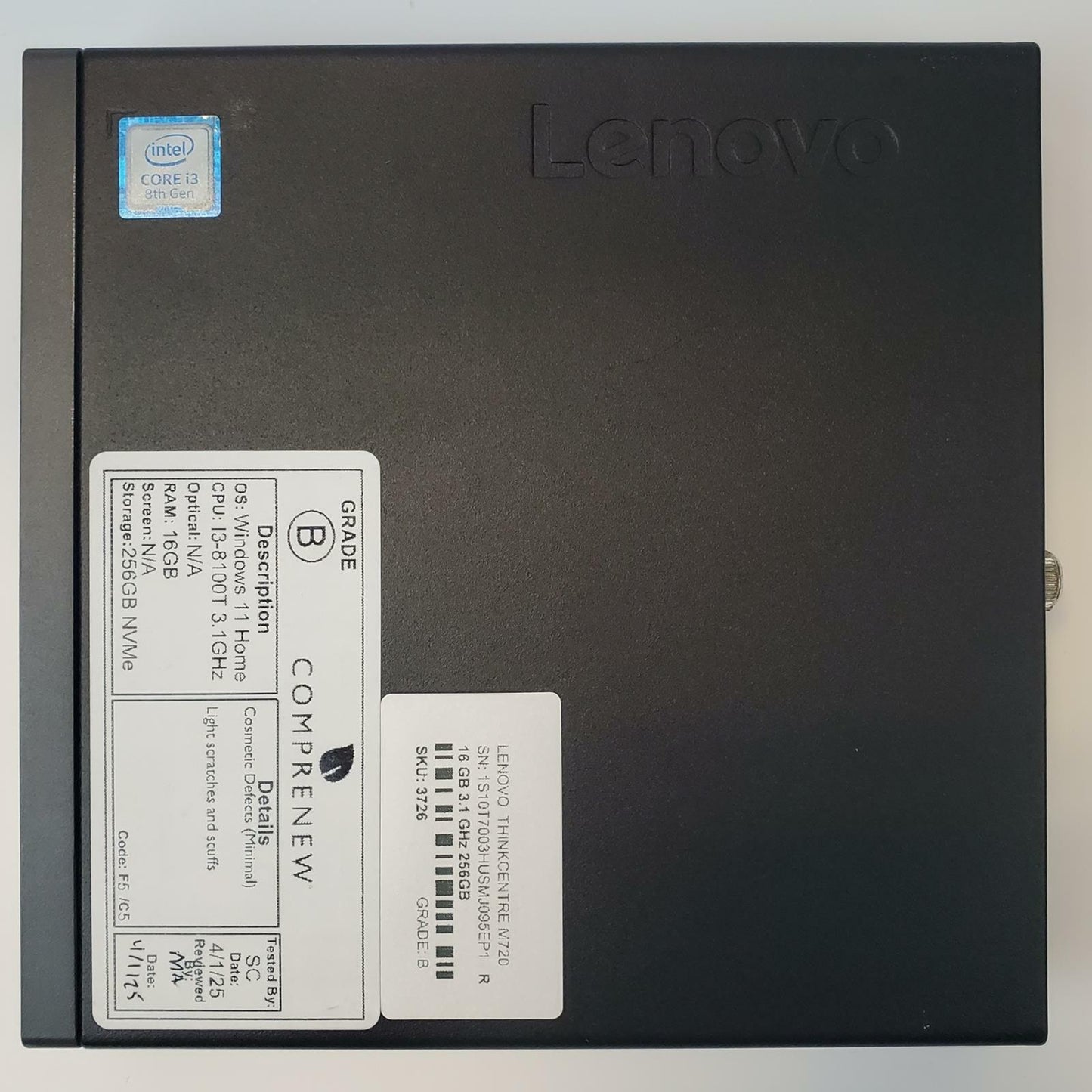 Lenovo ThinkCentre M720Q Win 11 Home i3-8100T 16GB RAM 256GB NVMe || Grade B
