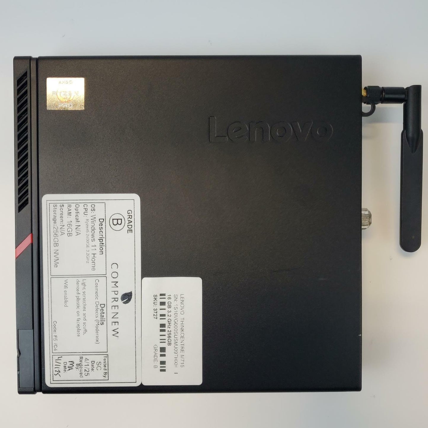 Lenovo ThinkCentre M715Q Win 11 Home Ryzen 5 2400E 16GB RAM 256GB NVMe | Grade B