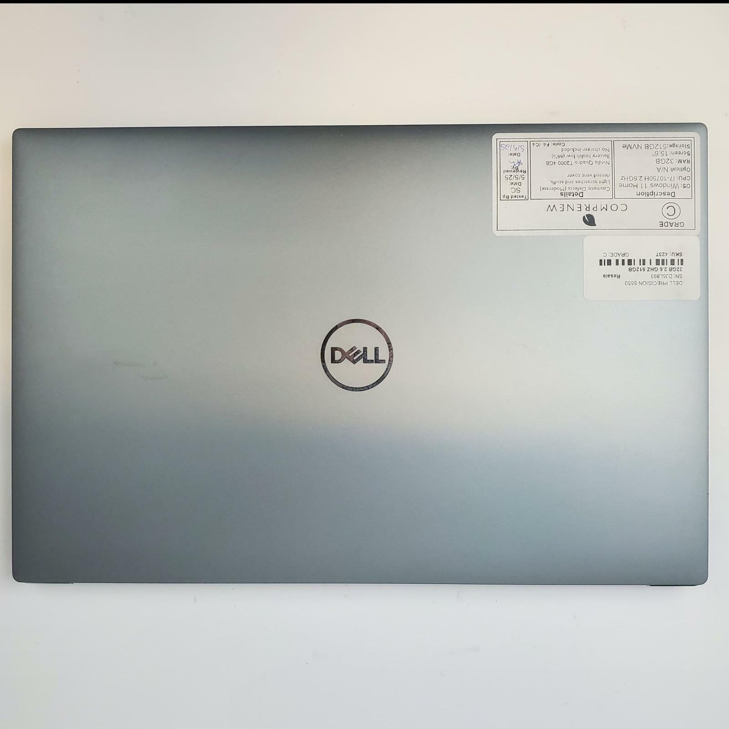 Dell Precision 5550 Win 11 Home i7-10750H 32GB RAM 512GB NVMe 4GB GPU | Grade C