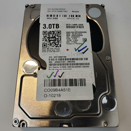 Western Digital WD3001FAEX 3TB 3.5" SATA Internal HDD | Grade A