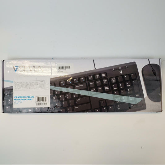 V7 Seven CKU200US Wired USB Keyboard and Mouse Combo | Grade A