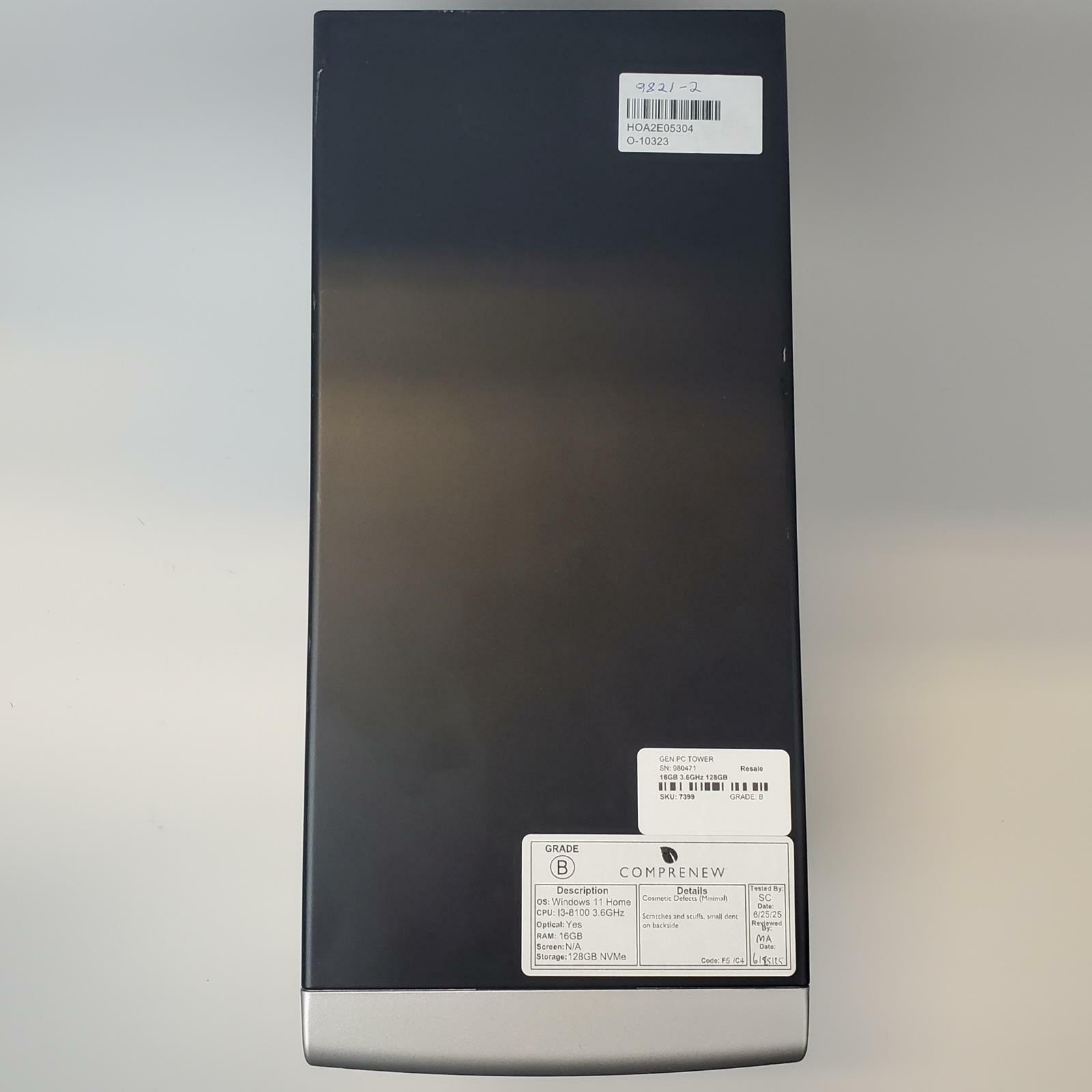 GEN PC TOWER Win 11 Home I3-8100 16GB RAM 128GB NVME | Grade B
