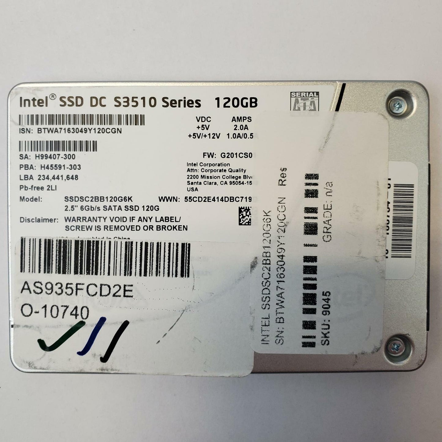 INTEL SSDSC2BB120G6K 120GB 2.5" SATA Internal SSD | Grade A | 9199