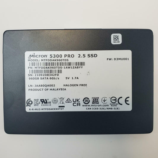 Micron MTFDDAK960TDS 960GB 2.5" SATA Internal SSD | Grade A