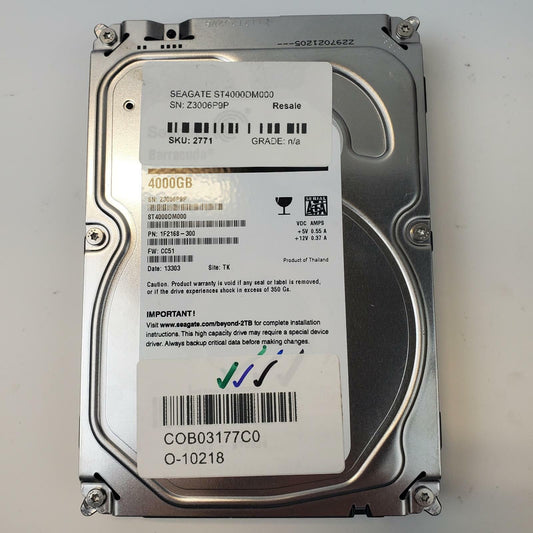 Seagate ST4000DM000 4TB 3.5" SATA Internal HDD | Grade A