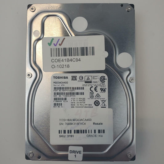 Toshiba MG03ACA400 4TB 3.5" SATA Internal HDD | Grade A