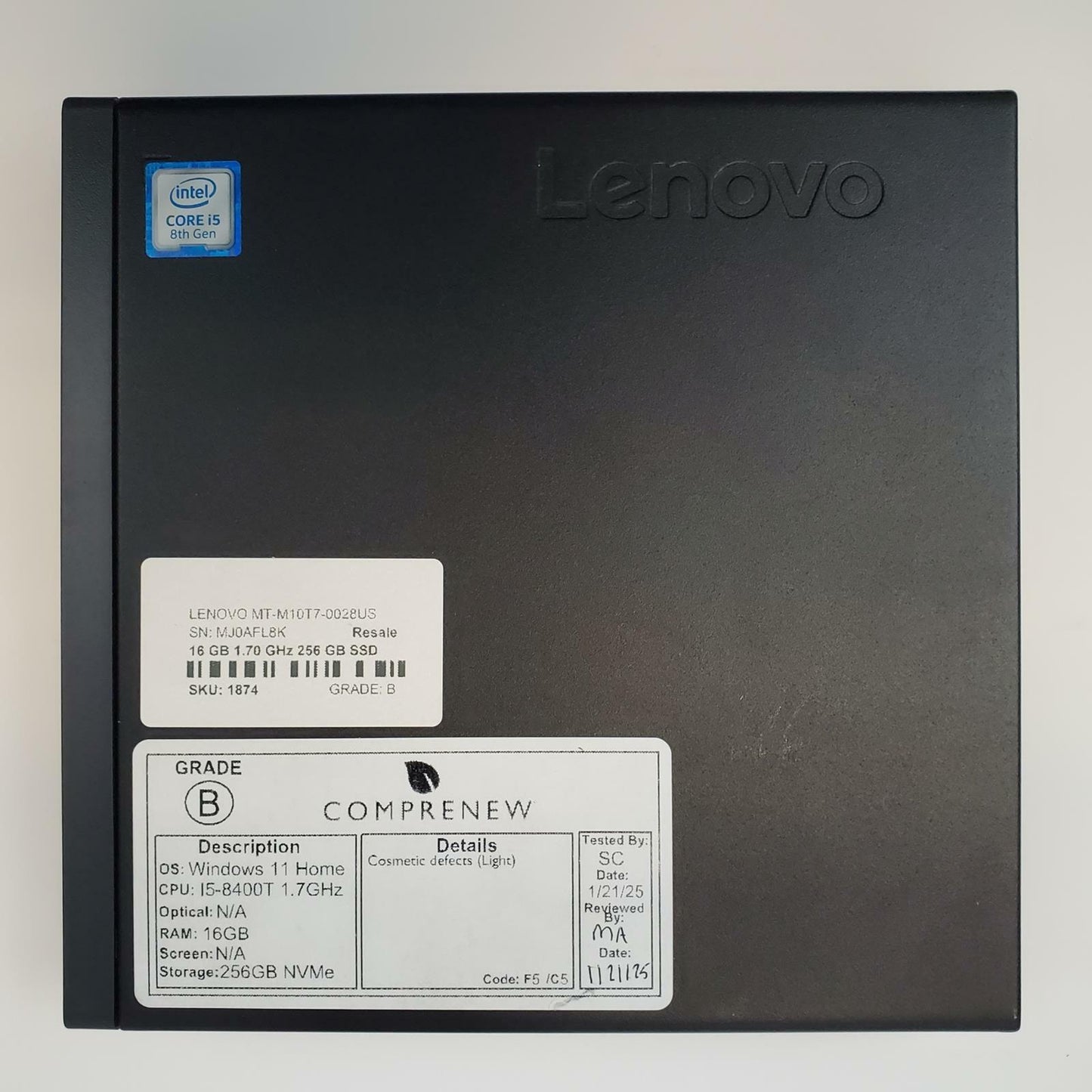 Lenovo ThinkCentre M720q Win 11 Home i5-8400T 16GB RAM 256GB NVMe | Grade B