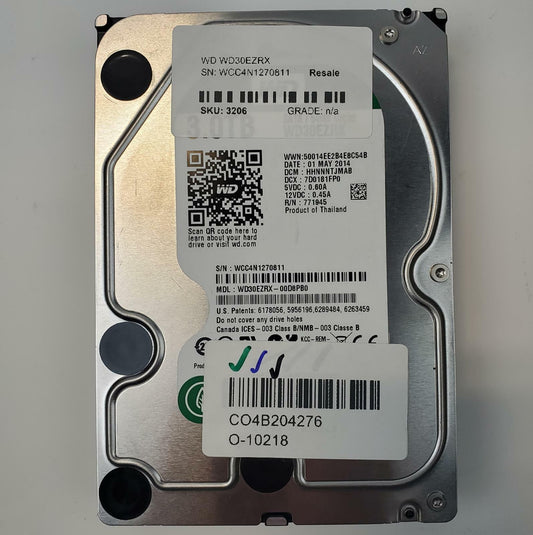 Western Digital WD30EZRX 3TB 3.5" SATA Internal HDD | Grade A