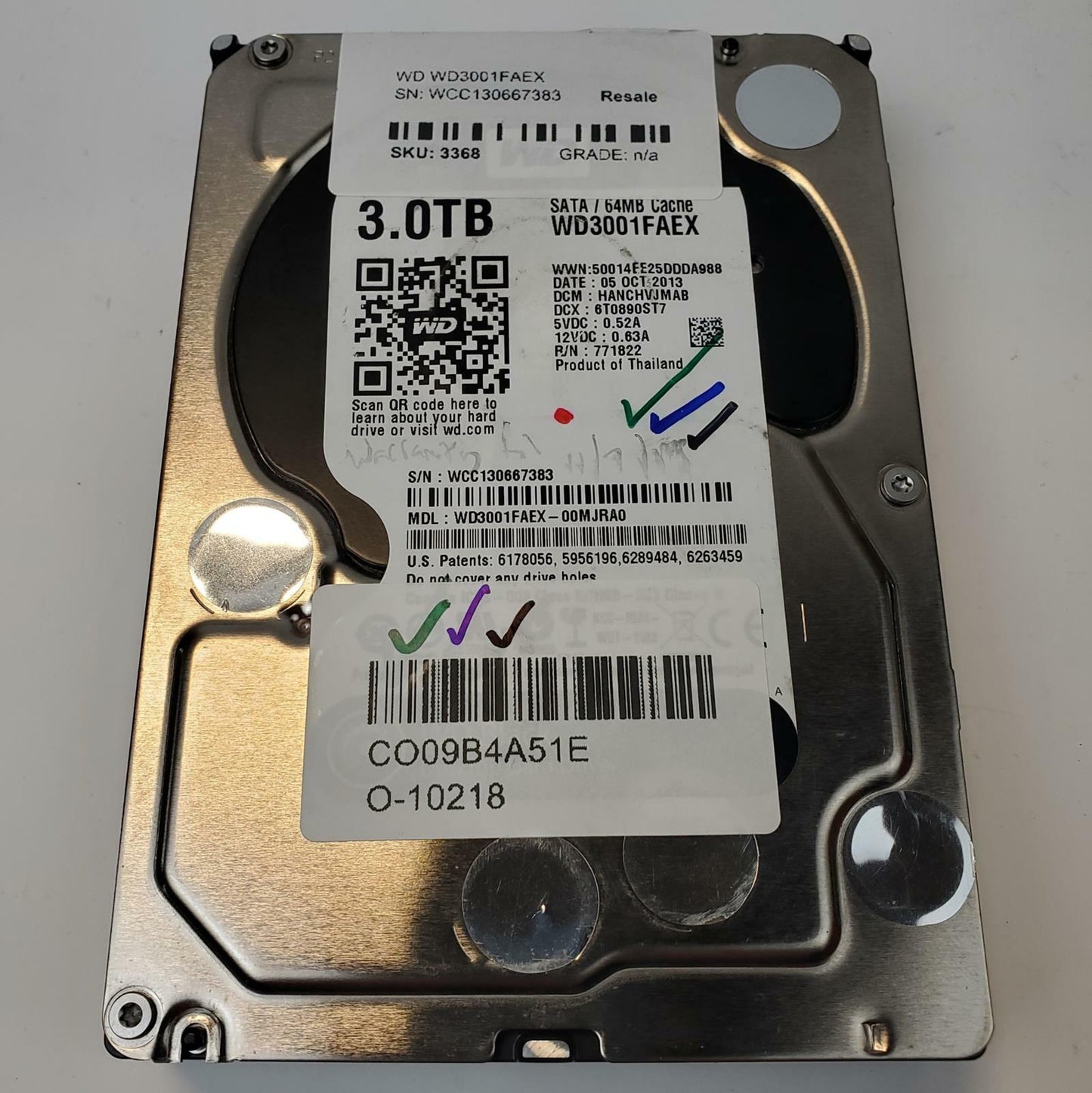 Western Digital WD3001FAEX 3TB 3.5" SATA Internal HDD | Grade A