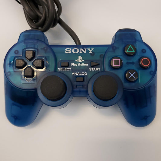 Sony PlayStation 1 SCPH-1200 DualShock Analog Clear Blue Controller | Grade A