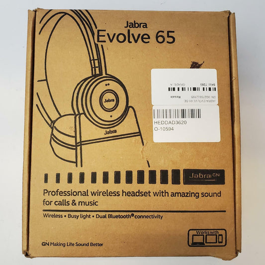 Jabra Evolve 65 SE USB/Bluetooth Wireless Headset Bundle | Grade A