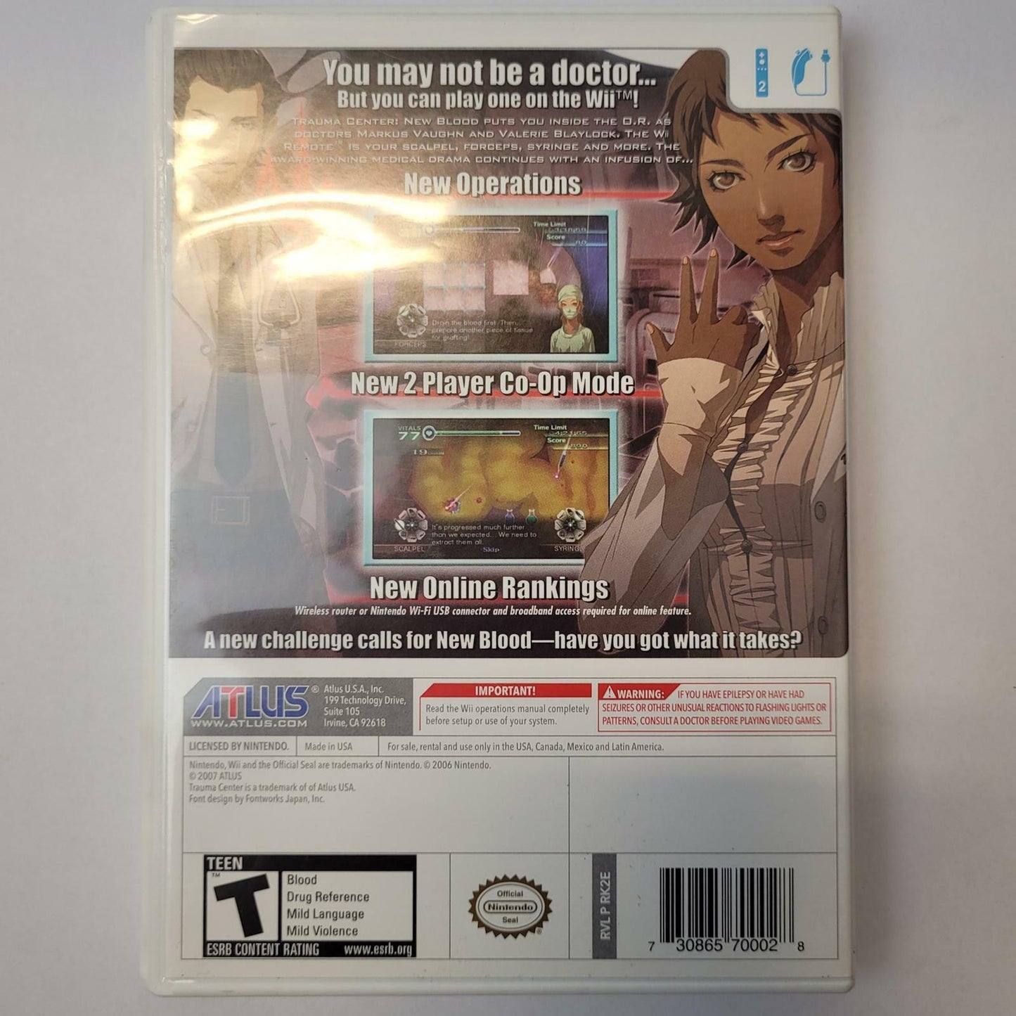 Nintendo Wii Game: Trauma Center: New Blood | Grade A