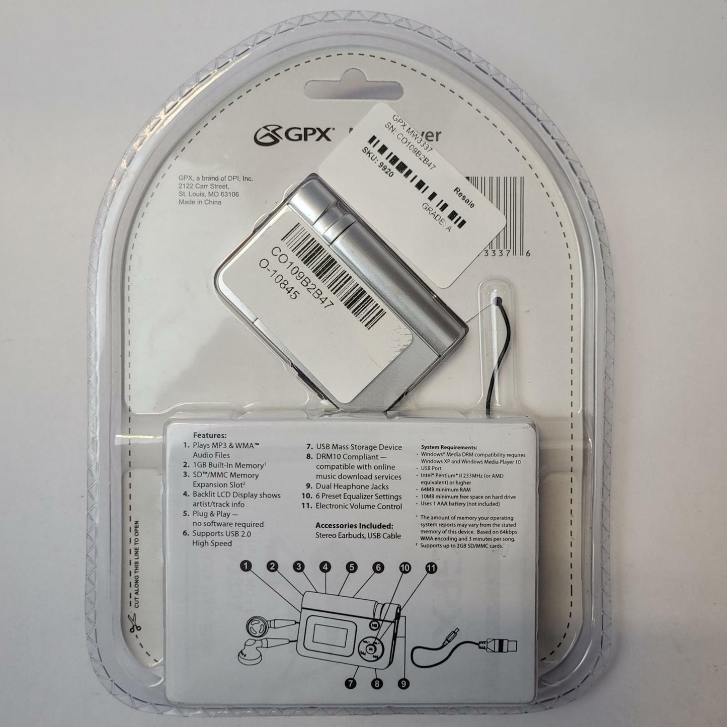 GPX MW3337 Digital Audio Player | Grade A