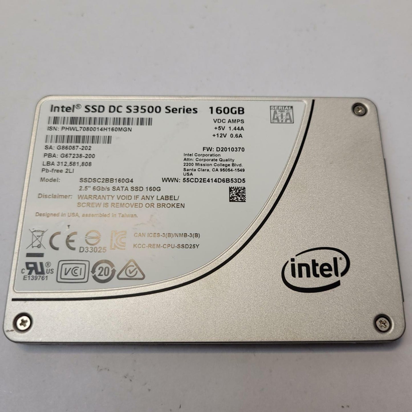 INTEL SSDSC2BB160G4 160GB 2.5" SATA Internal SSD | Grade A