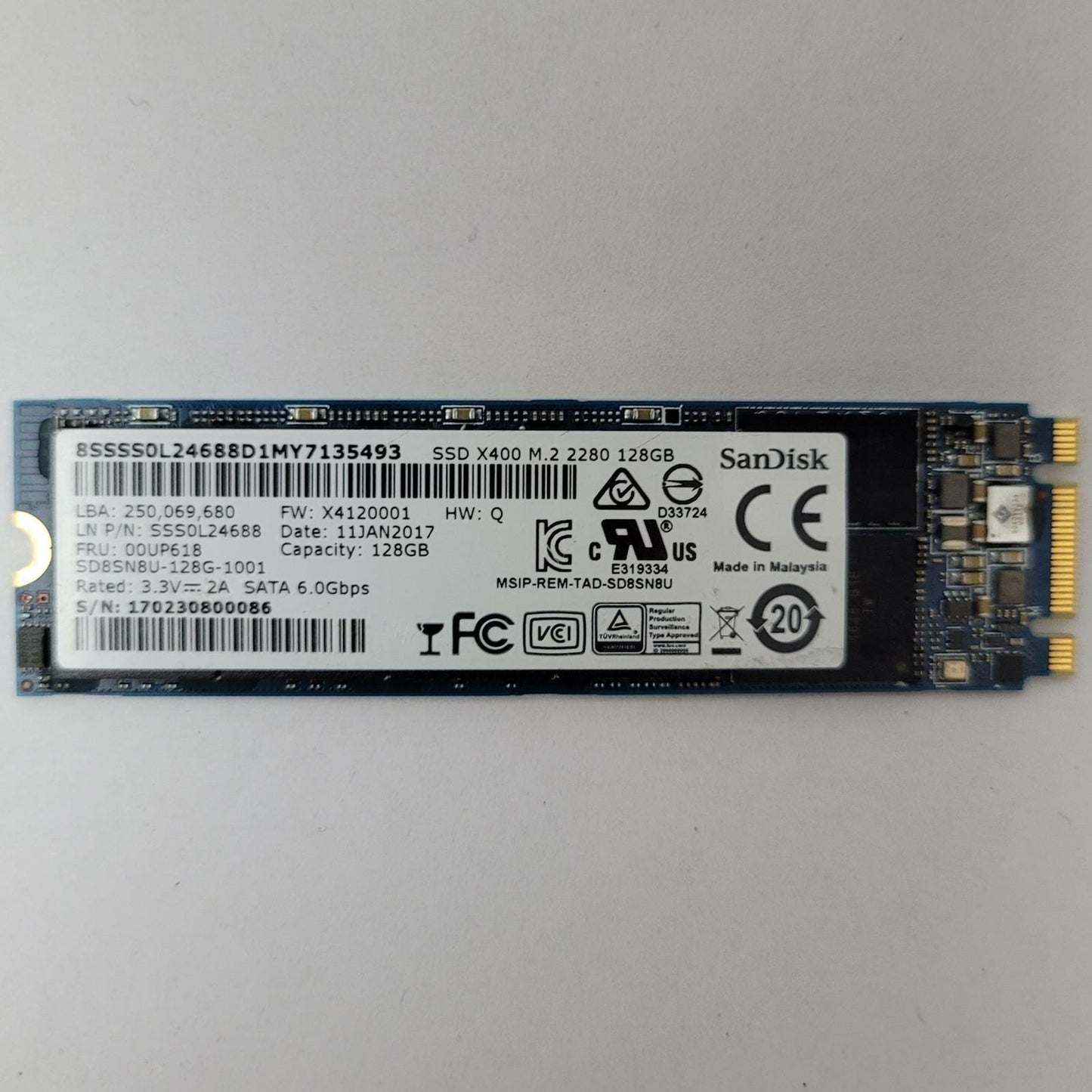 SANDISK SD8SN8U-128G-1001 128GB 2280 Gen3 M.2 Internal SSD | Grade A | 10013