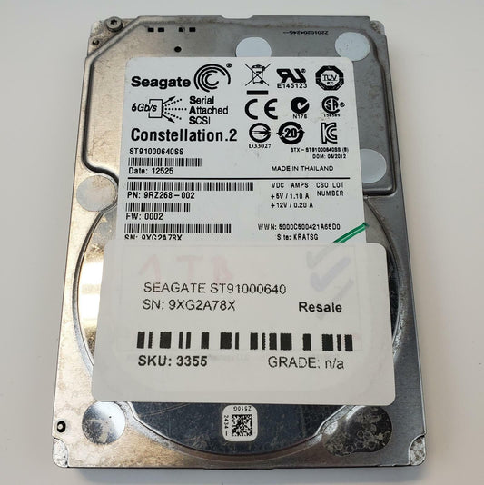 Seagate ST91000640 1TB 2.5" SAS Internal HDD | Grade A