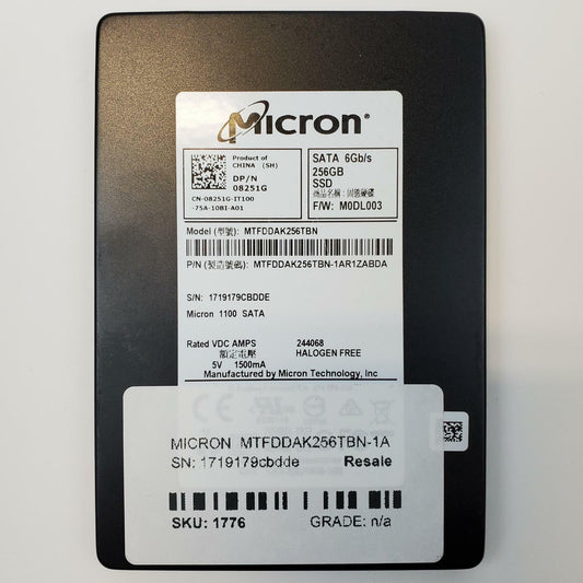 Micron MTFDDAK256TBN-1AR1ZABDA 256GB 2.5" SATA Internal SSD | Grade A | 7767
