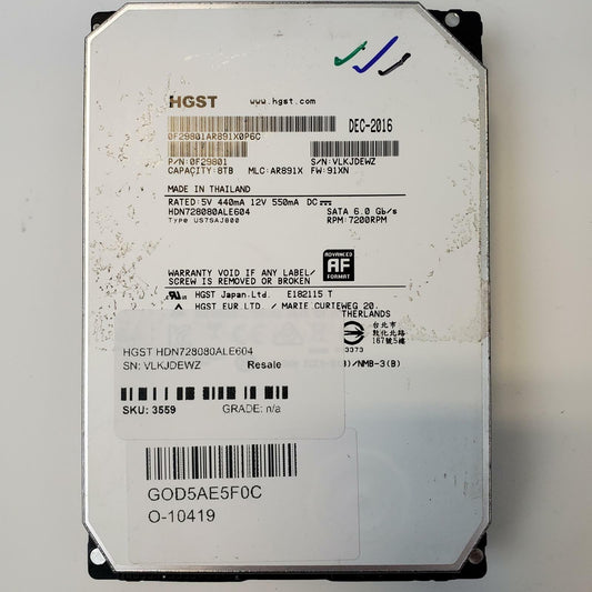 HGST HDN728080ALE604 8TB 3.5" SATA HDD | Grade B