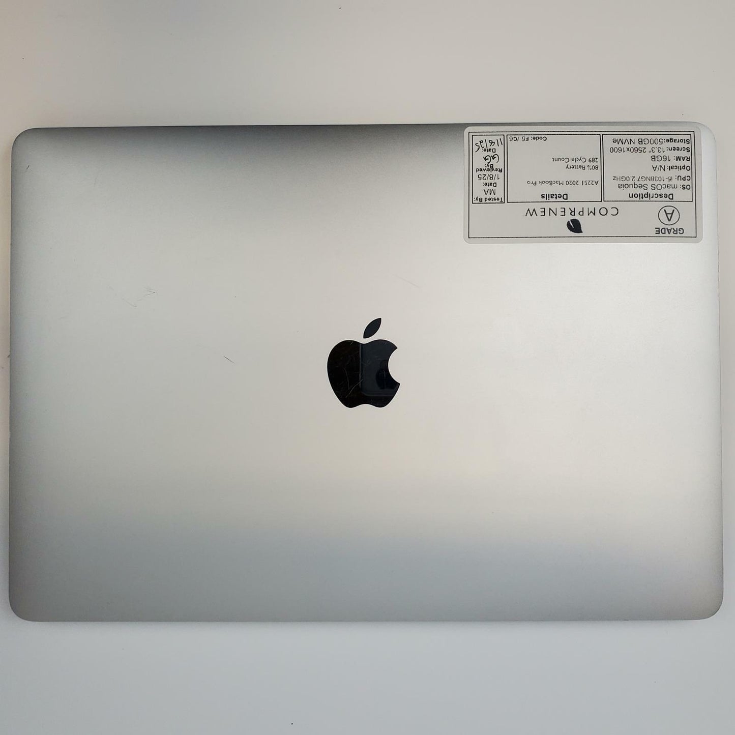 Apple MacBook Pro A2251 macOS Sequoia i5-1038NG7 16GB RAM 500GB NVMe | Grade A