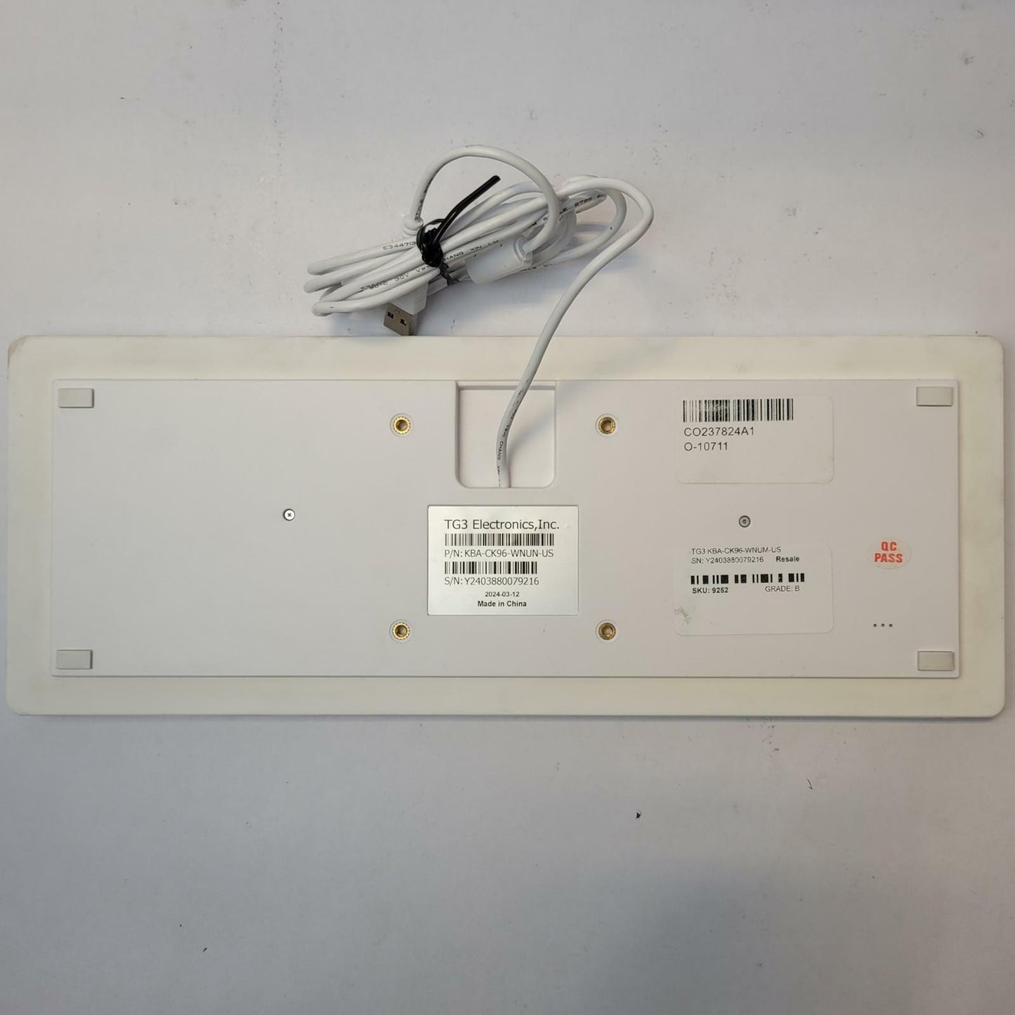 TG3 Electronics KBA-CK96-WNUM-US USB Wired Sealed Washable Keyboard | Grade A