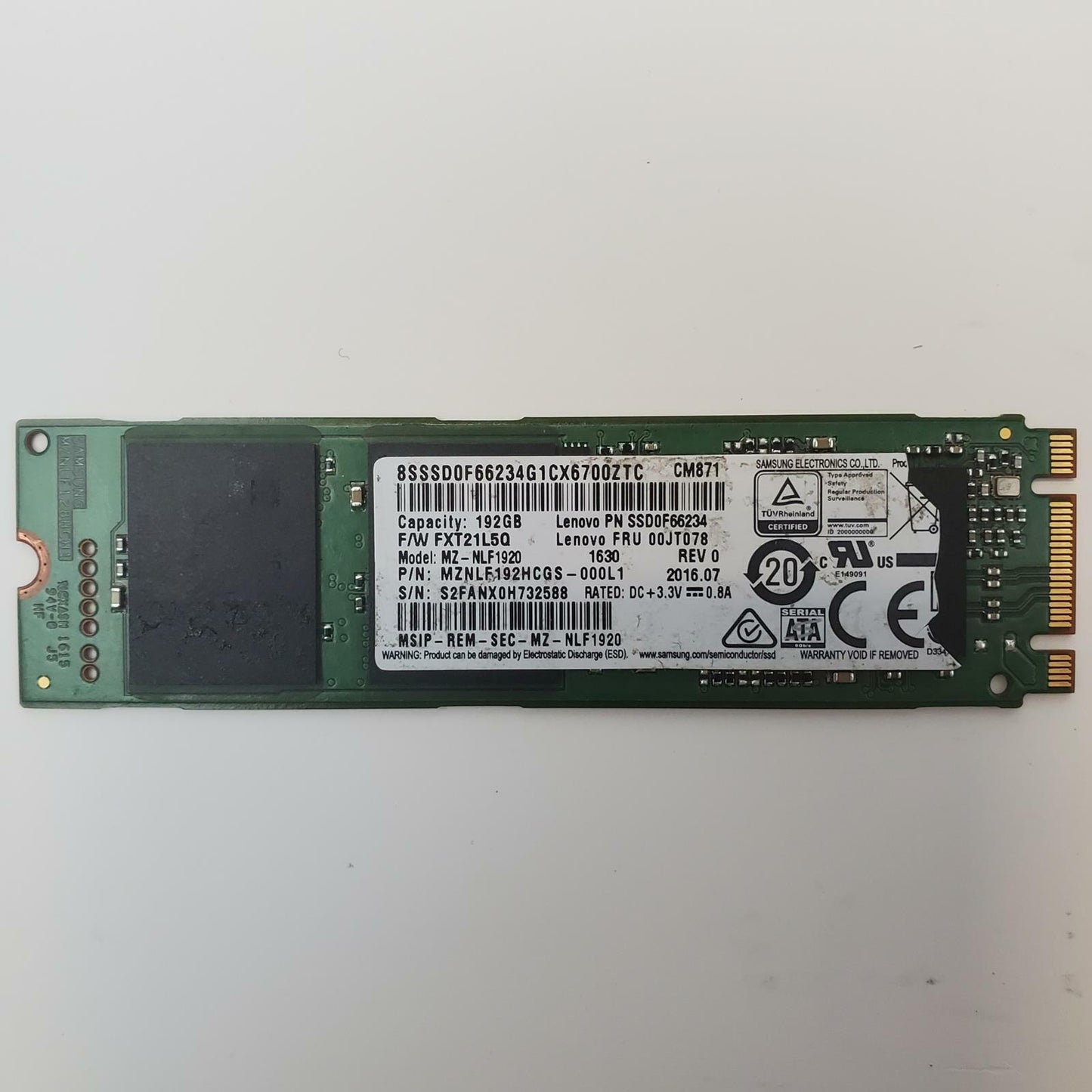 Samsung MZ-NLF1920 192GB 2280 Gen3 M.2 Internal SSD | Grade A | 7408