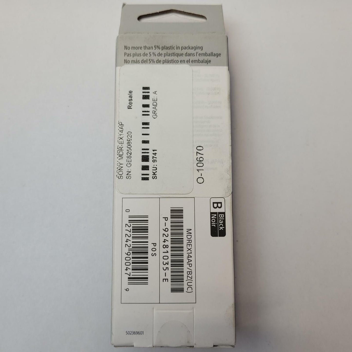 SONY MDR-EX14AP 3.5mm Wired Earbuds (Black) | Grade A