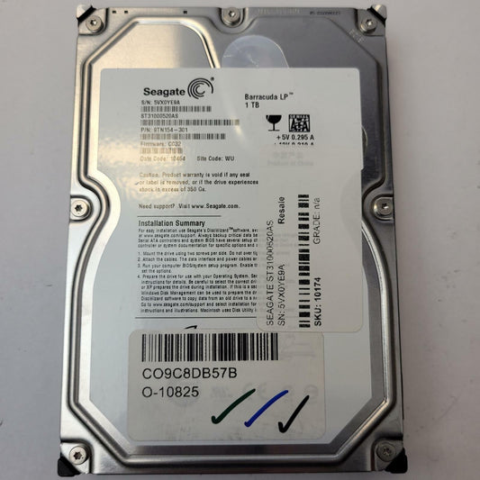 SEAGATE ST31000520AS 1TB 3.5" SATA Internal HDD | Grade A