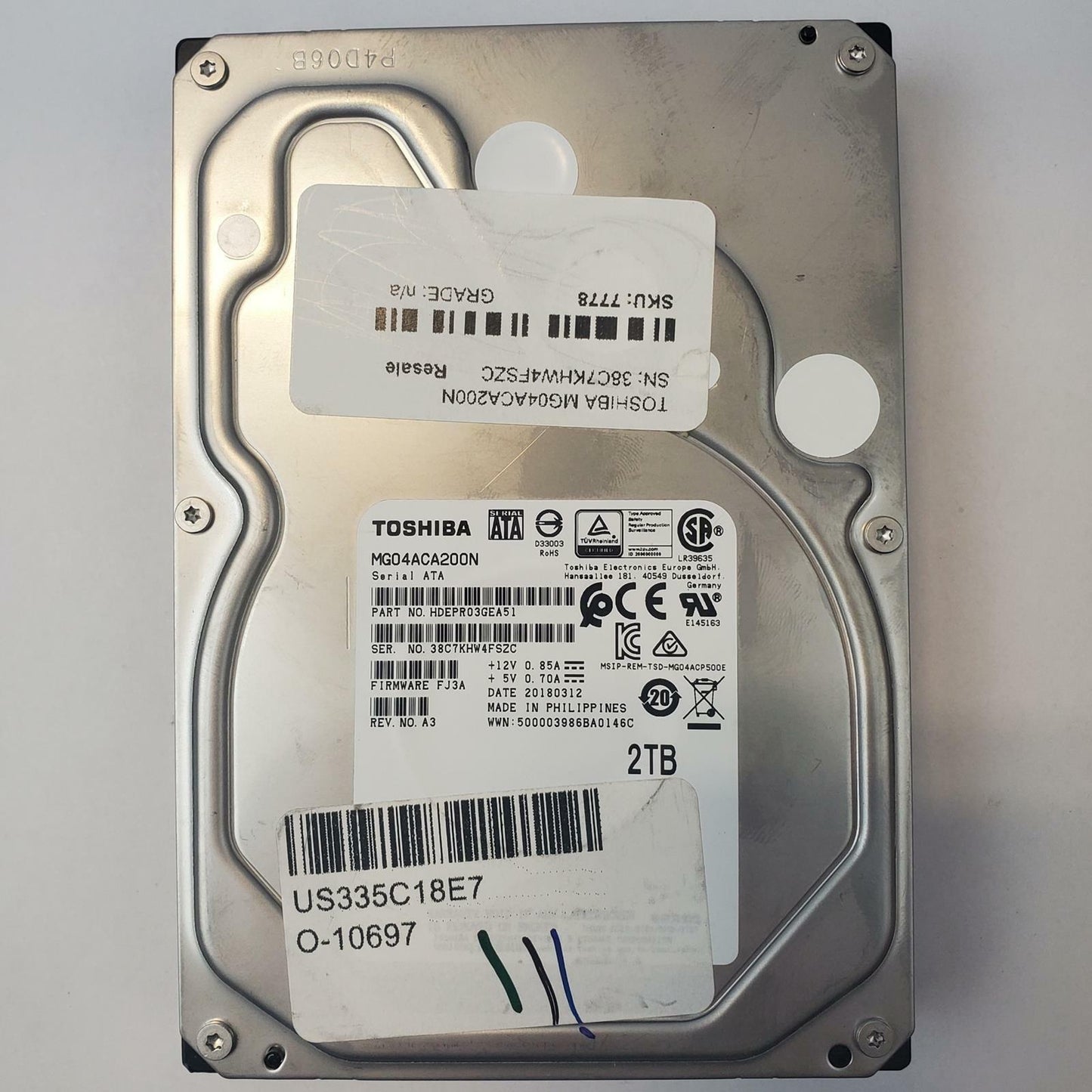 TOSHIBA MG04ACA200N 2TB 3.5" SATA Internal HDD | Grade A