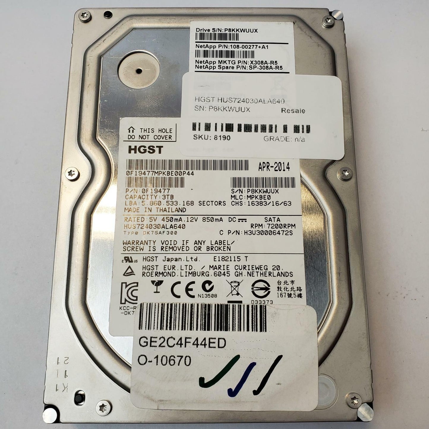 HGST HUS724030ALA640 3TB 3.5" SATA Internal HDD | Grade A