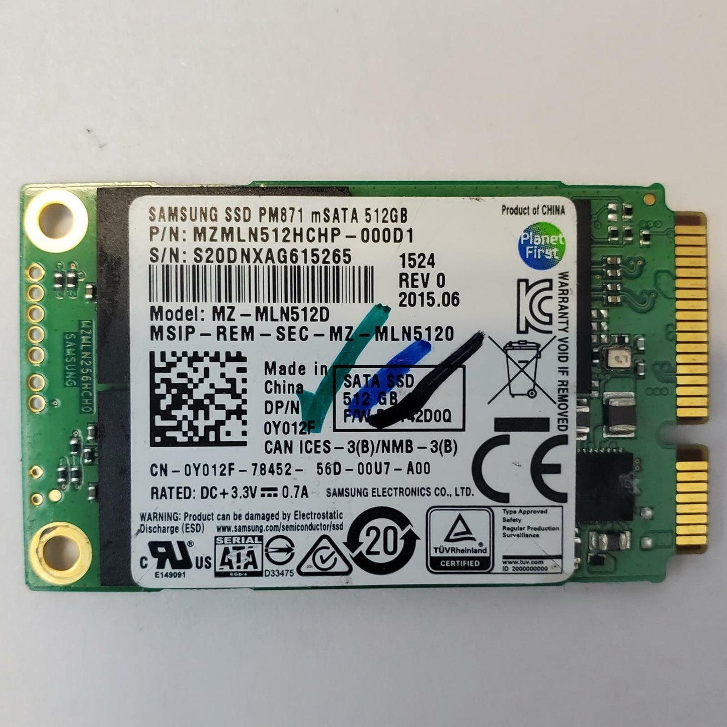 SAMSUNG MZ-MLN512D 512GB mSATA Internal SSD | Grade A