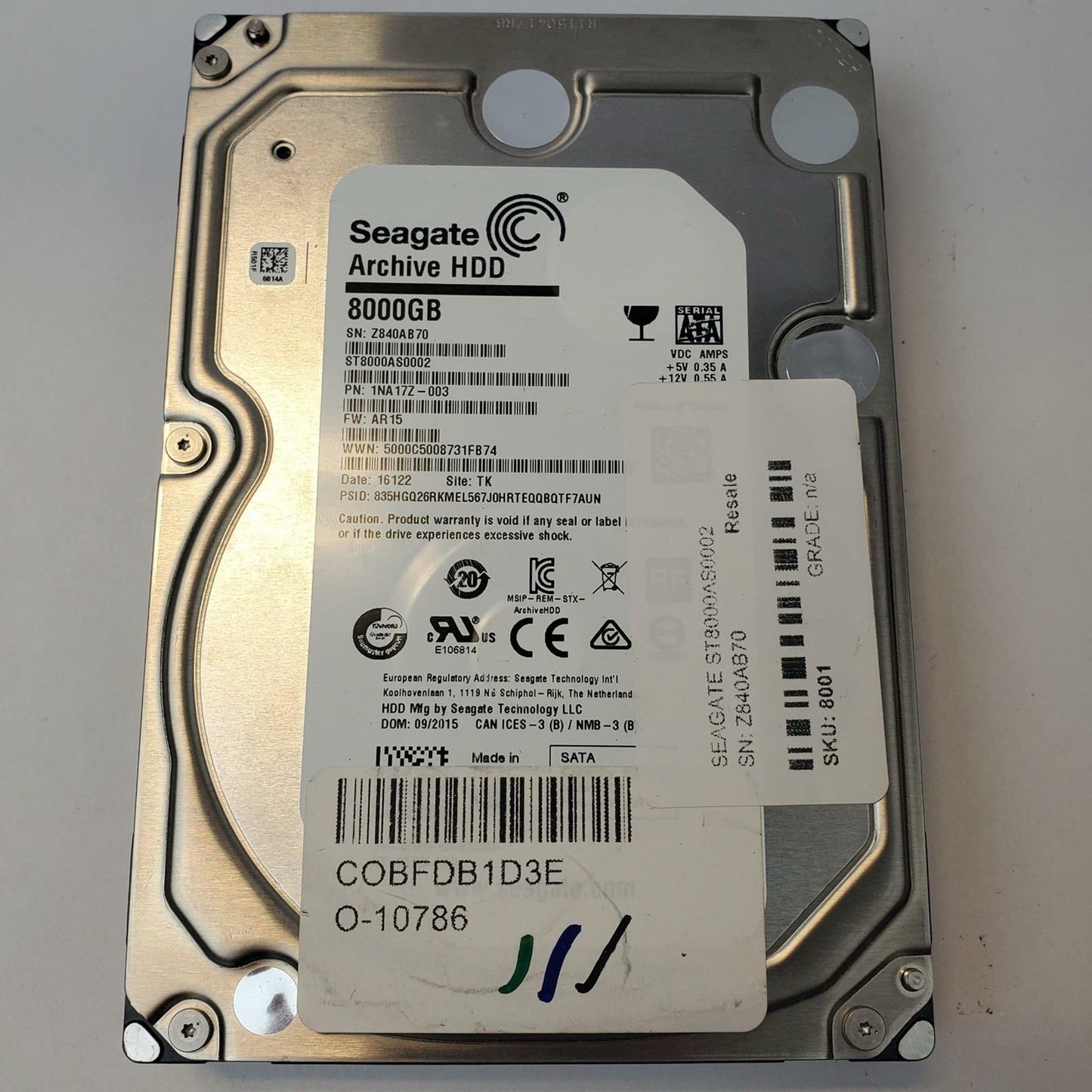 SEAGATE ST8000AS0002 8TB 3.5" SATA Internal HDD | Grade A