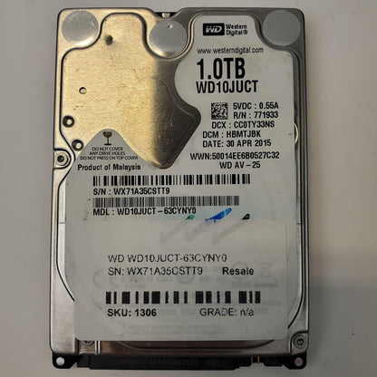 Western Digital WD10JUCT-63CYNY0 1TB 2.5" SATA Internal HDD | Grade A | 8080