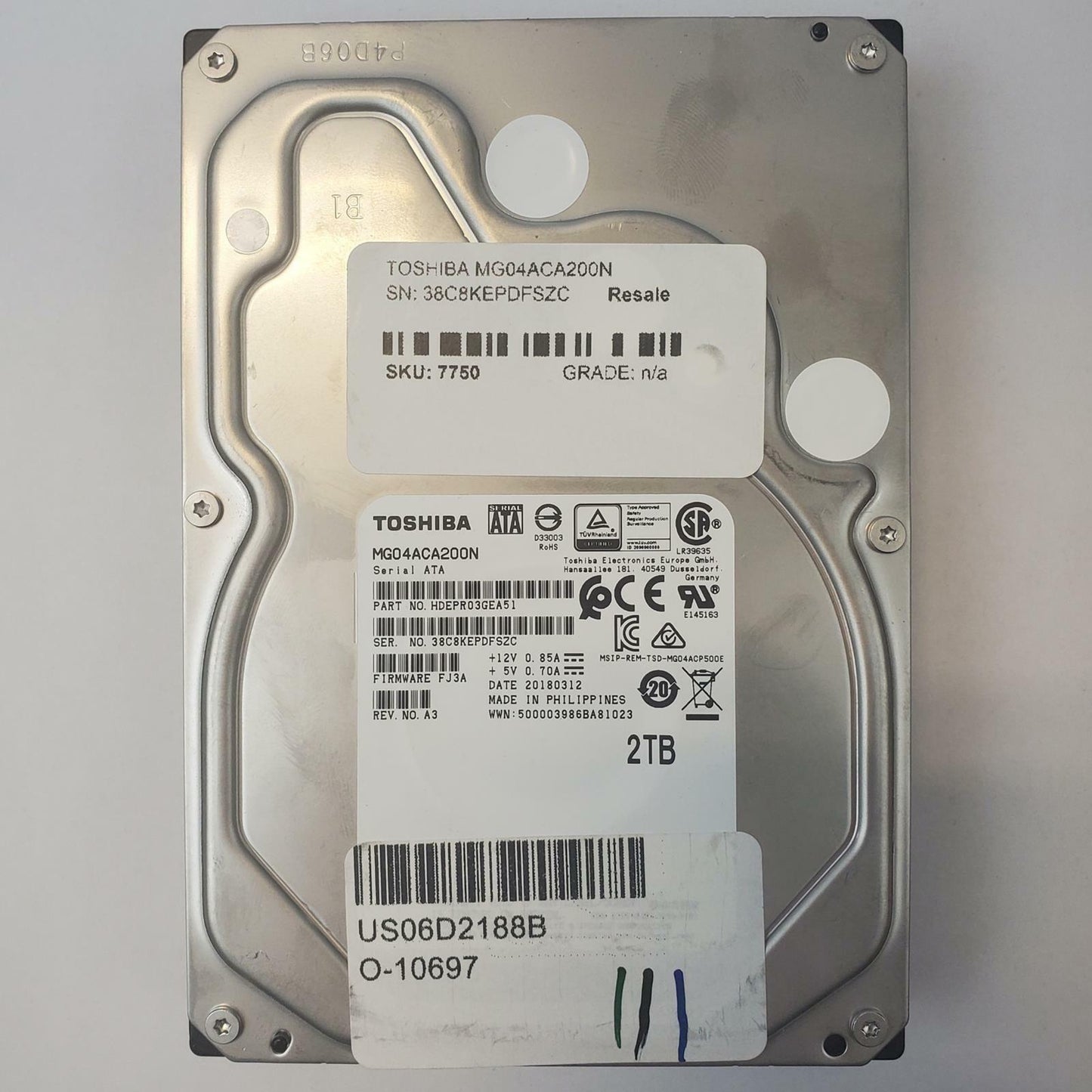 TOSHIBA MG04ACA200N 2TB 3.5" SATA Internal HDD | Grade A | 7750