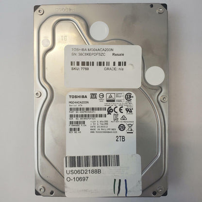 TOSHIBA MG04ACA200N 2TB 3.5" SATA Internal HDD | Grade A | 7750