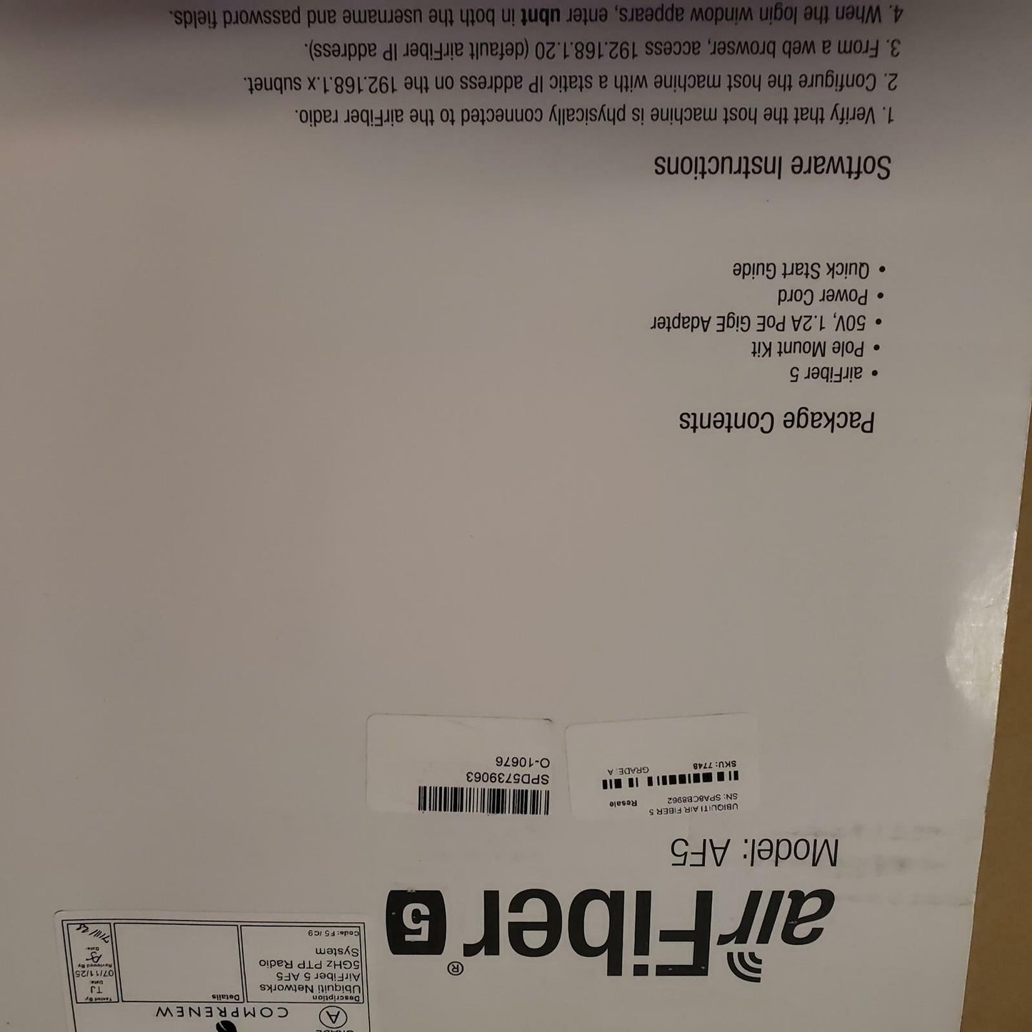 UBIQUITI AIR FIBER 5 Mid-Band Bridge | Grade A