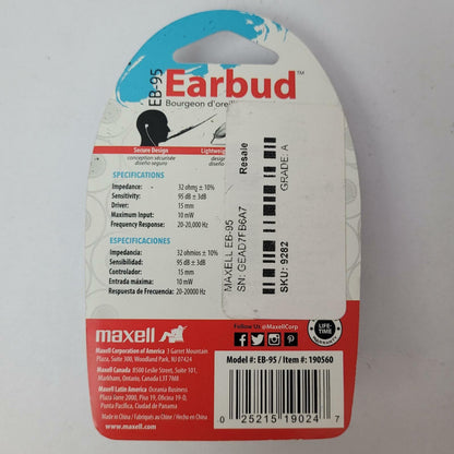 MAXELL EB-95 3.5mm Wired Earbuds | Grade A