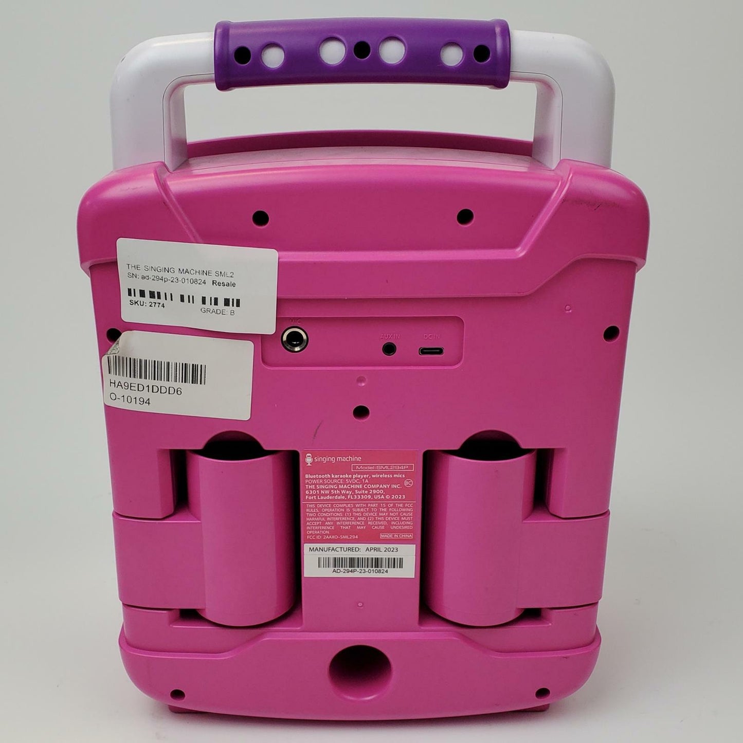 The Singing Machine SML294P Mini Sparkle Bluetooth Karaoke Machine | Grade B