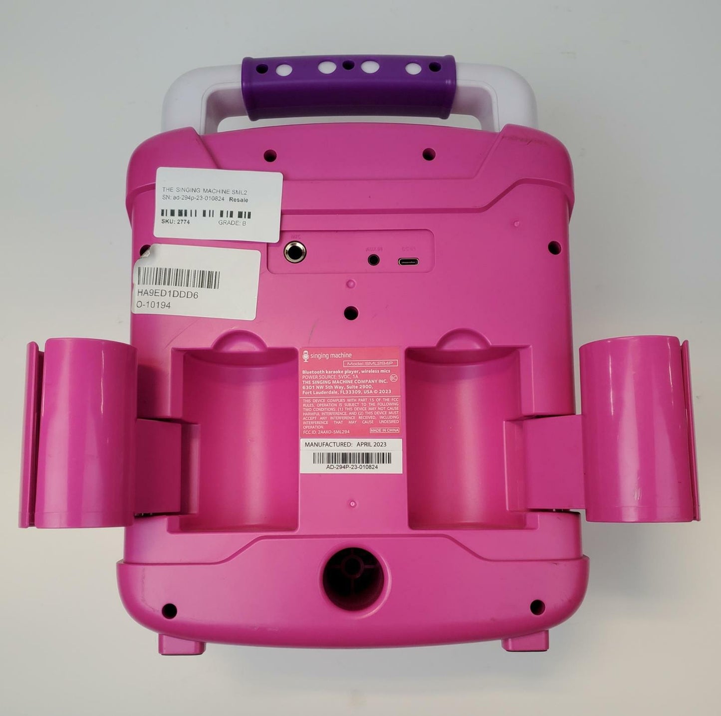 The Singing Machine SML294P Mini Sparkle Bluetooth Karaoke Machine | Grade B