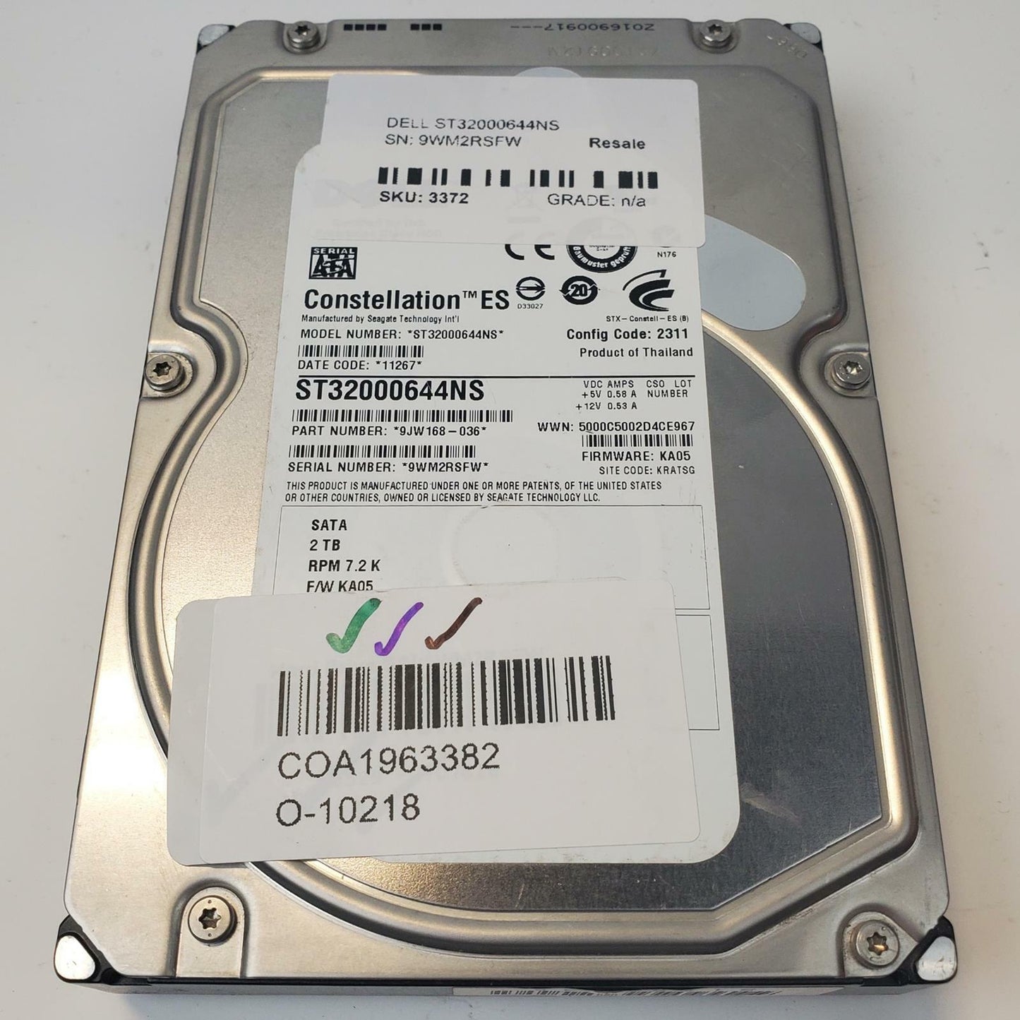 Dell ST32000644NS 2TB 3.5" SATA Internal HDD | Grade A